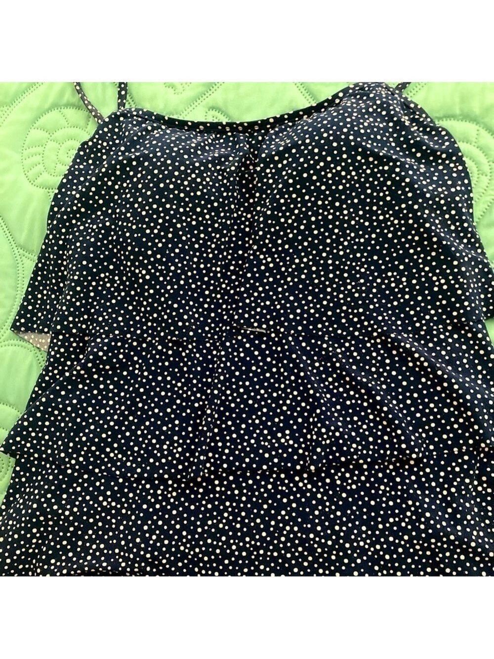 Bathing suit top only, sz 16, fits like a 14.  3 tiers Navy Never worn